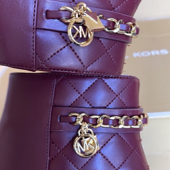 Michael Kors Elsa Merlot Leather Ankle Boots - Picture 13 of 16